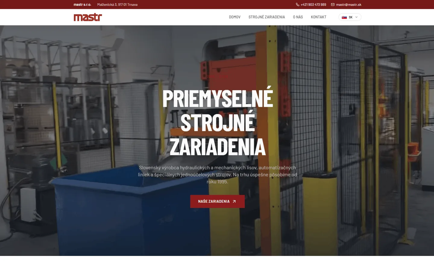 Web pre MASTR — Strojárstvo